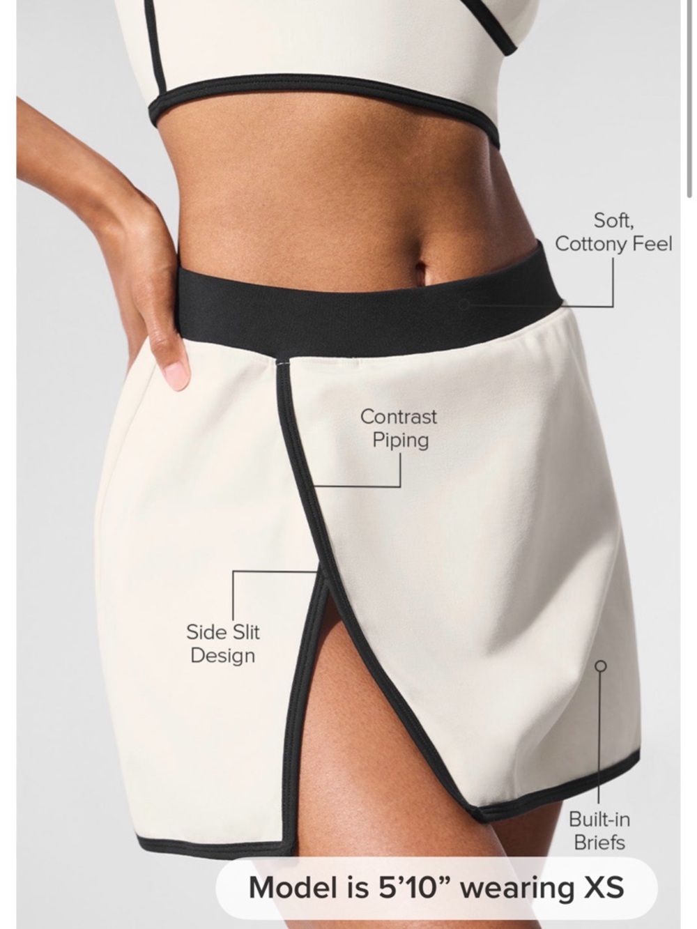 Alo Airbrush Streamlined Skirt Ivory/Black, XS